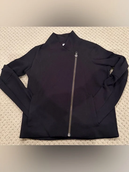 Helmut Lang Black Asymmetrical Zip Cotton Moto Jacket - Picture 2 of 11